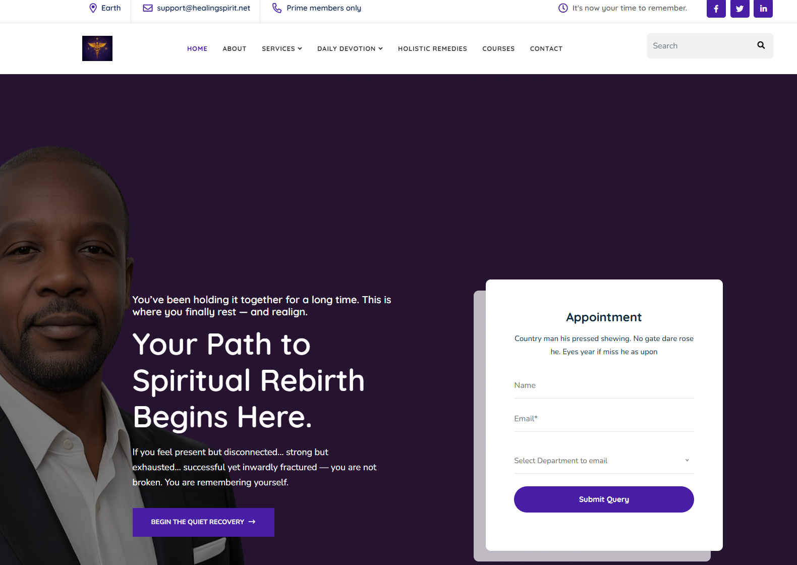 Healing Spirit website screenshot